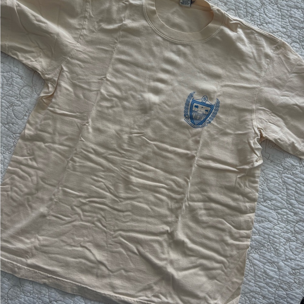 Sporty & Rich Cream Shirt with Blue Emblem